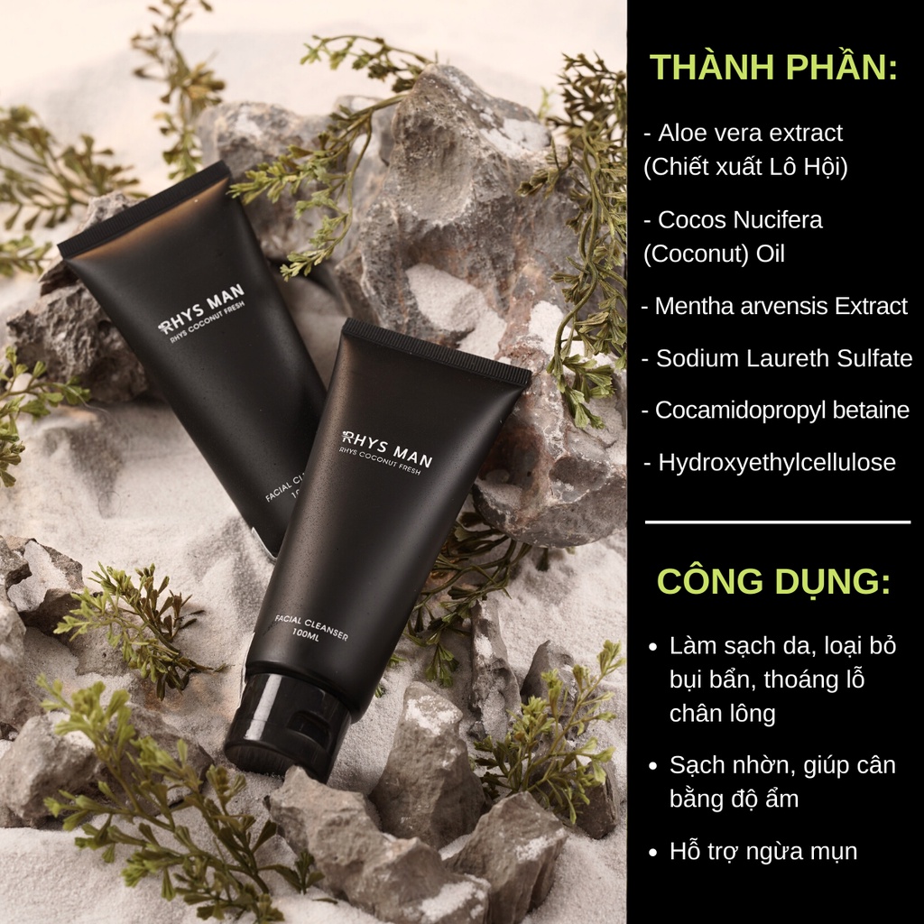 Bộ Quà Tặng Nam - Sữa tắm gội nam hương nước hoa 3 in 1 & Sữa rửa mặt nam 100ml & Nước hoa nam RHYS MAN