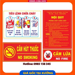 Bộ tiêu lệnh, nội quy pccc, cấm lửa, cấm hút thuốc