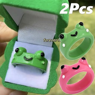 Set 2 nhẫn đeo tay kim loại mặt hình ếch dễ thương cho cặp đôi