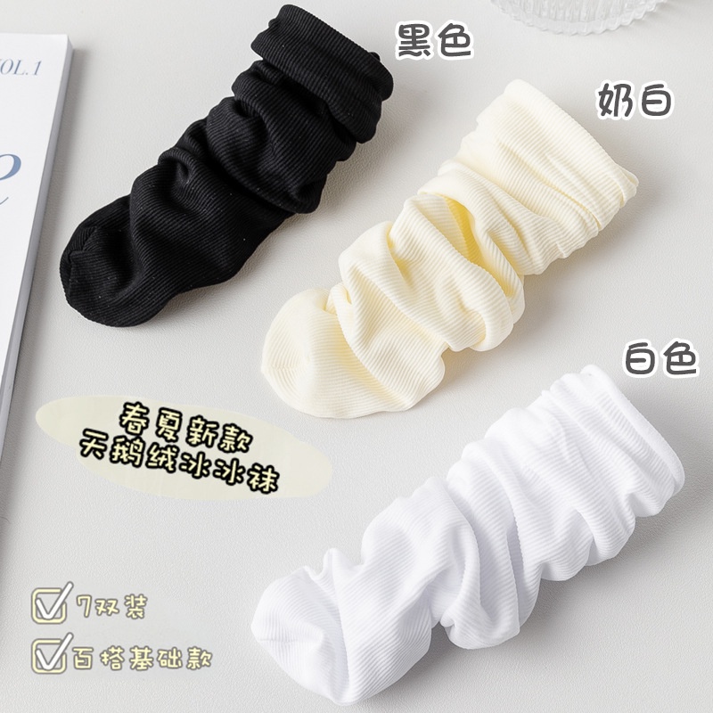 1 Đôi Tất Cotton Dệt Kim Dài Màu Đen / Hồng Phong Cách Nhật Hàn Cho Nữ