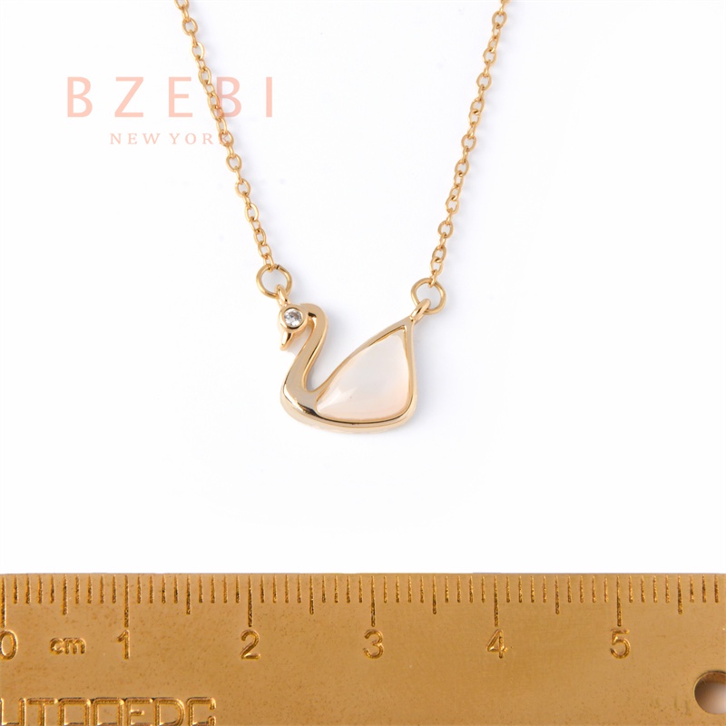BZEBI Hoa Hồng Vàng 18K Kim Cương Swarovski Thiên Nga Mặt Dây Chuyền Vòng Cổ Thời Trang Phụ Kiện Cho Nữ 830n