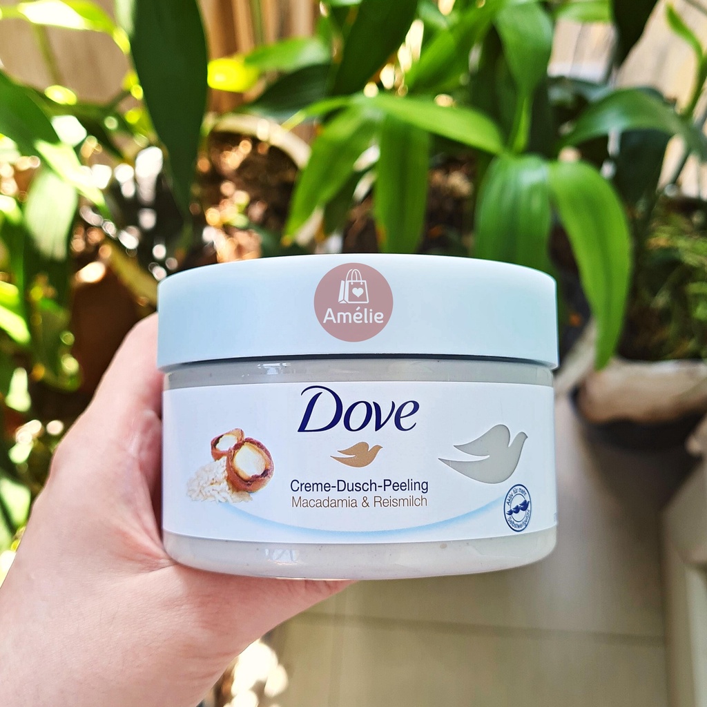 Kem tắm Dove tẩy tế bào chết toàn thân giúp sáng da bản Đức 225ml