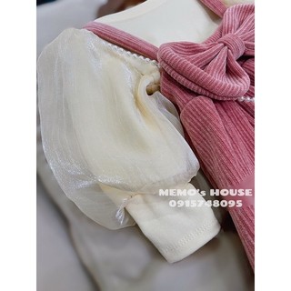 [HÀNG LOẠI 1] Set váy yếm nhung hồng
