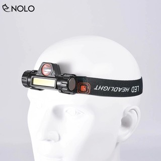 Đèn Đội Đầu Pin Sạc Coba 2in1 Cree Q5 Kết Hợp Led COB Chống Nước Đi Mưa IP68