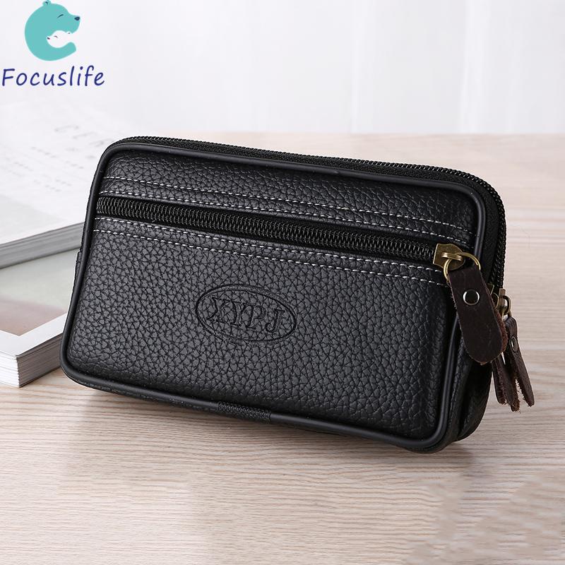 Túi Da Đeo Hông Đựng Điện Thoại Có Khóa Kéo Phong Cách Retro Cho Nam