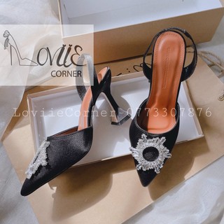 Giày thời trang loviiecorner - sục nữ mũi nhọn hoa đá - giày cao gót hở hậu 9 phân g220921