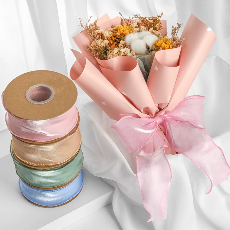 1mét)Ruy băng đuôi cá, ruy băng voan viền sóng biển trang trí bánh sinh nhật, bó hoa