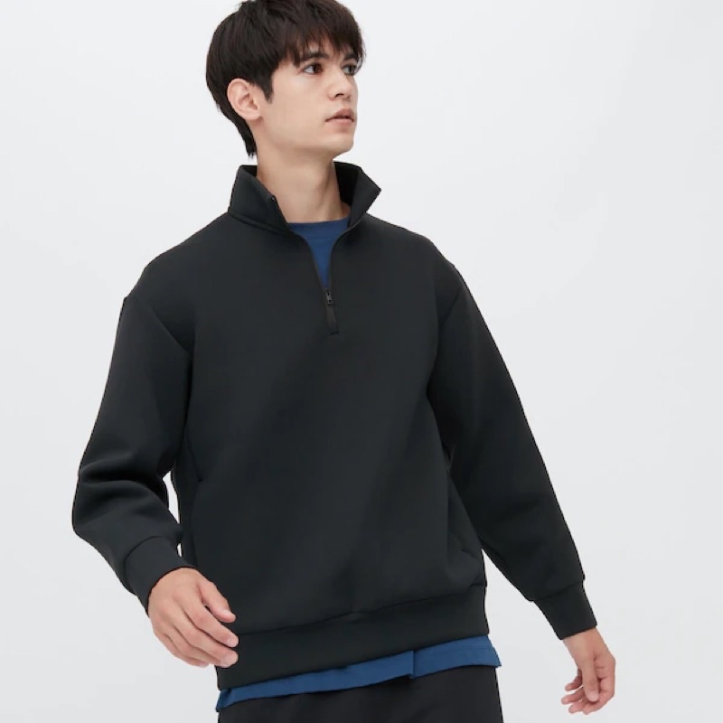 Áo nỉ Nam Uniqlo Áo Nỉ Siêu Co Giãn Dry Dài Tay Chui Đầu Khóa Kéo