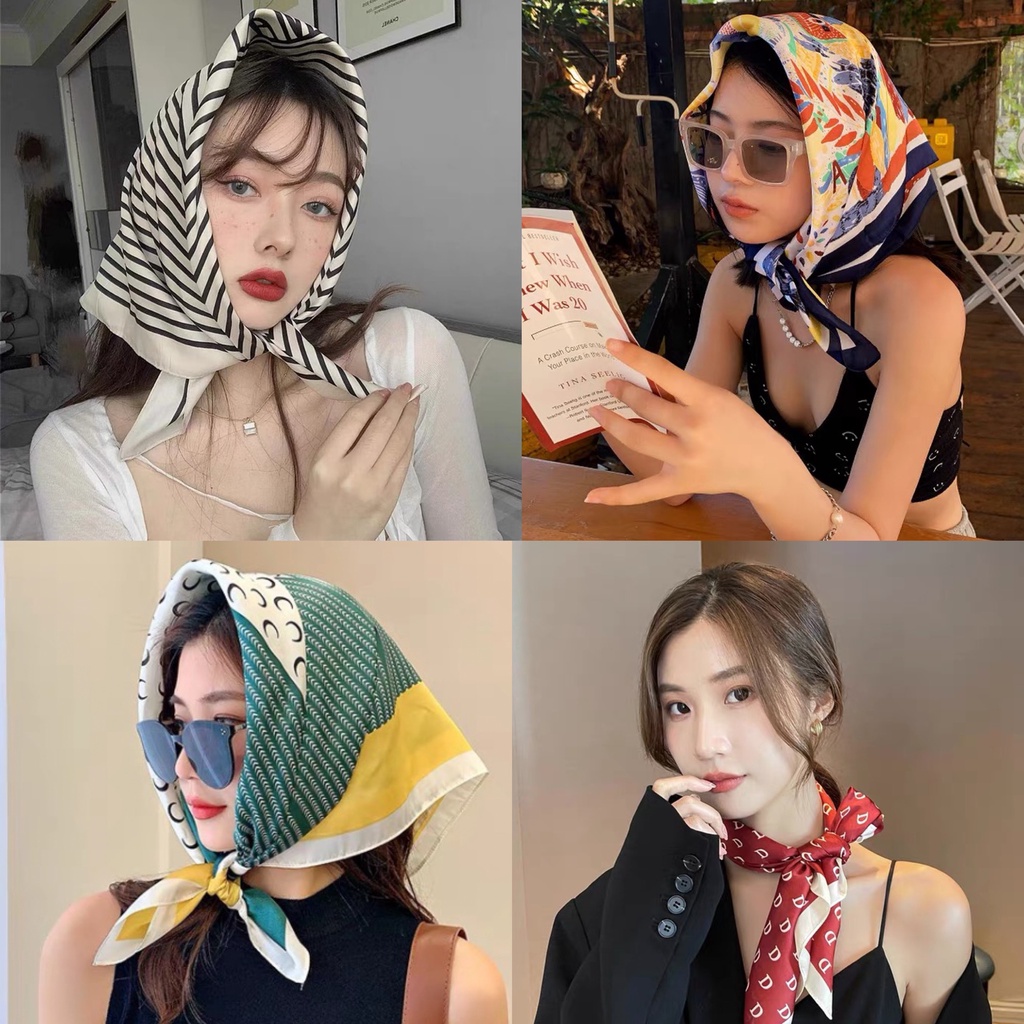 Khăn Lụa Vuông 70X70 cm Turban Bandana Choàng Cổ, Trùm Đầu Đi Biển, Buộc Tóc, Làm Áo Yếm Thời Trang