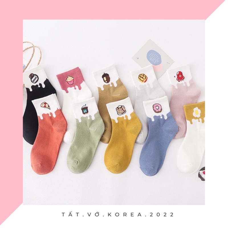 TẤT NỮ CỔ LỠ DONUT MIX MÀU CHẤT COTTON MỀM MỊN PHONG CÁCH HÀN QUỐC