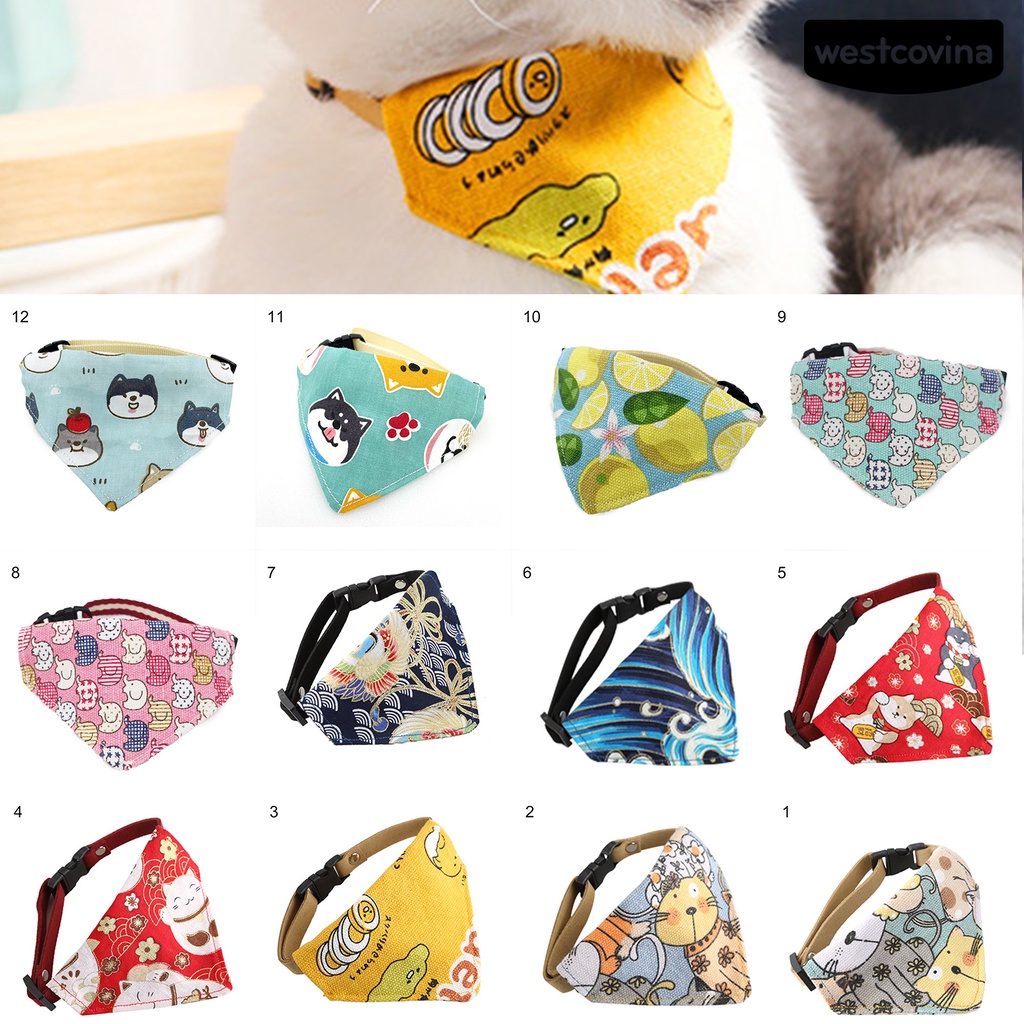 [Hot]♝Khăn Quàng Cổ Vải Canvas In Họa Tiết Dễ Thương Có Khóa Cài Tùy Chỉnh Tiện Dụng Cho Thú Cưng
