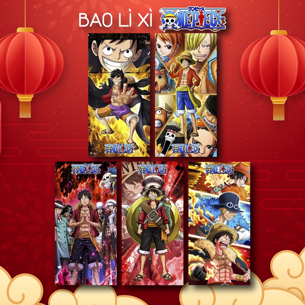 Bao Lì Xì Năm Mới 2023, Mẫu nhân vật ONE PIECE, giấy đỏ, Sl 1 cái