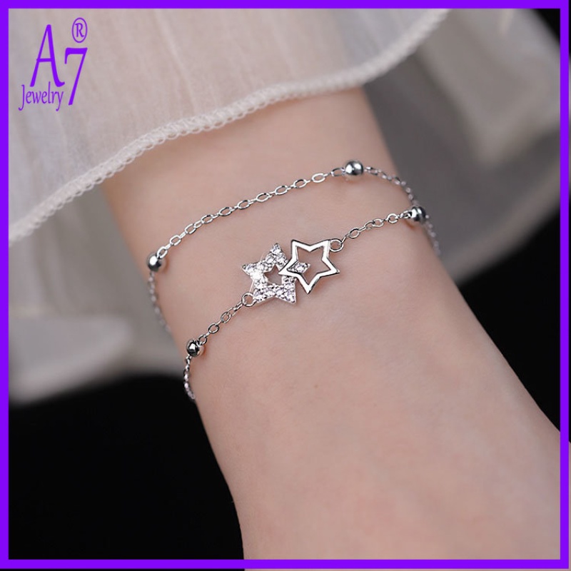 A7 | Vòng Tay Hai Lớp Thiết Kế Hạt Tròn Và Ngôi Sao Chống Thấm Nước Lên Màu Nhanh U135