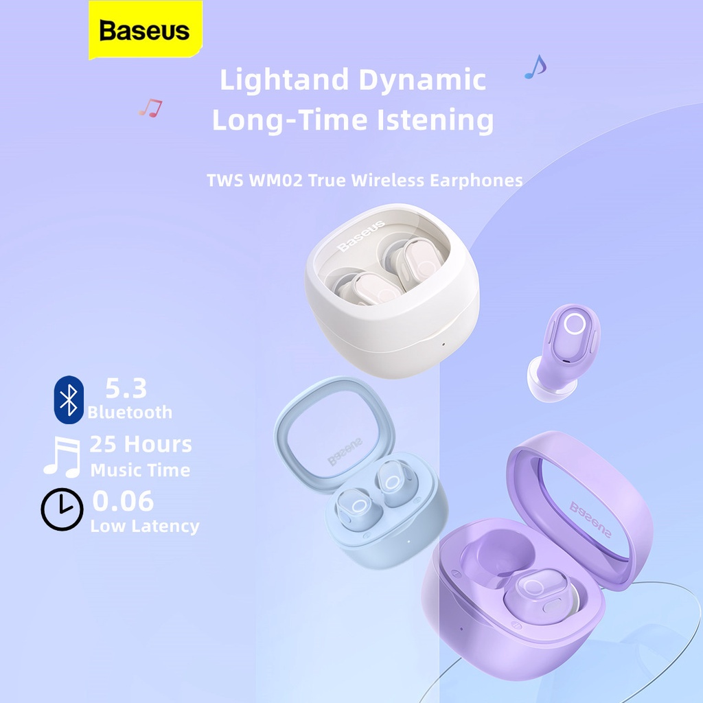 BASEUS Tai Nghe Không Dây Mini Bluetooth 5.3 TWS WM02 0.06 Giây Tương Thích Với IOS 12 Pro Xiaomi Samsung