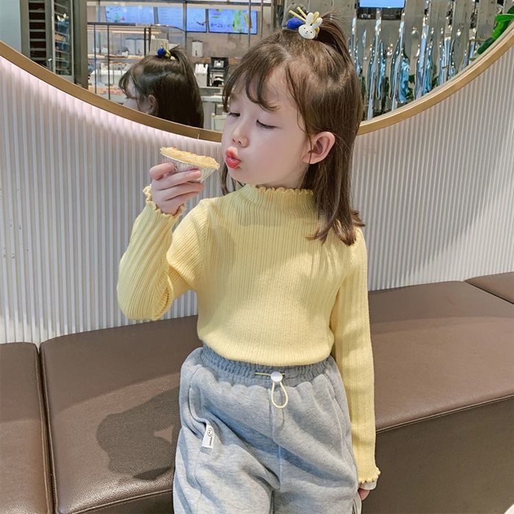 Áo Thun Tay Dài Họa Tiết Kẻ Sọc Phong Cách Hàn Quốc Thời Trang Mùa Thu Xinh Xắn Cho Bé Gái