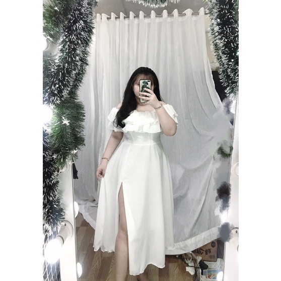 Đầm voan hoa xẻ tà