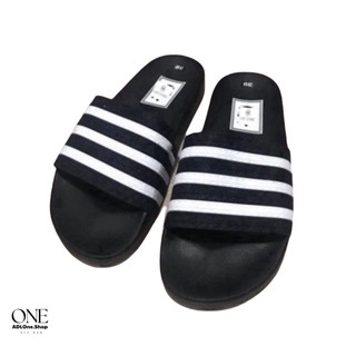 Dép nam nữ quai ngang adidas 3 sọc trắng đen cực sang Adloneshop