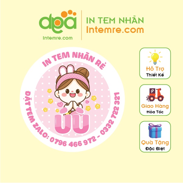 In Tem Nhãn Giấy Decal Dán Intemre.com - Hộp Bánh Sl: 600 - Kt: 2cm