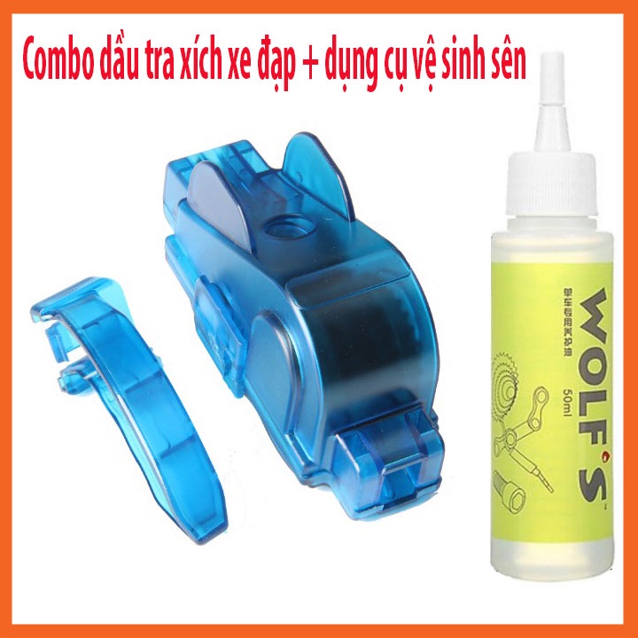 Combo dầu tra xích Wolf's và dụng cụ vệ sinh xích xe đạp