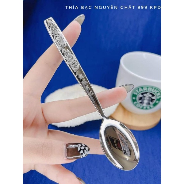 ( ĐỒNG GIÁ) THÌA BẠC NGUYÊN CHẤT S999 DÙNG ĐỂ BIẾU TẶNG HOẶC ĐÁNH CẢM