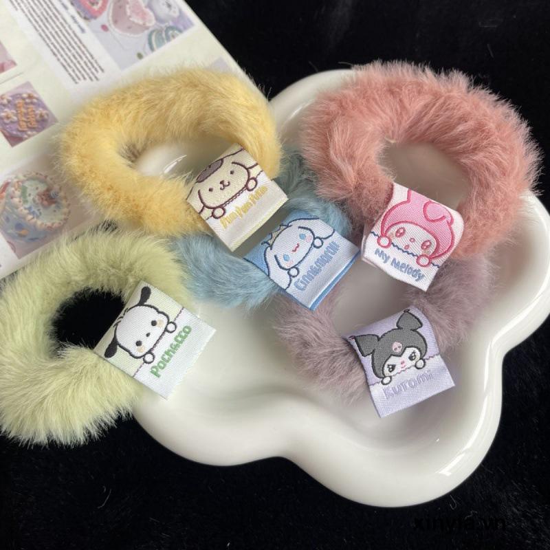 Dây Cột Tóc Lông Nhung Đa Năng Họa Tiết Hoạt Hình Dễ Thương