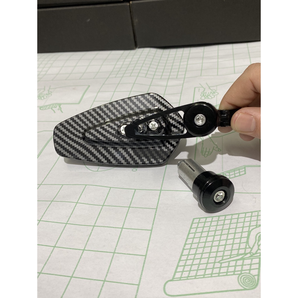 Gương Gù Gắn Tay Lái mặt Lưng Carbon Hàng Cực Đẹp