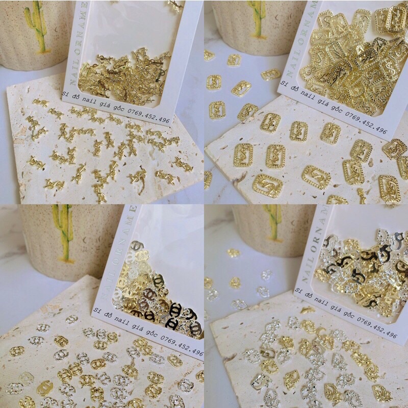 Charm thương hiệu gắn móng, set 10- 50 charm thương hiệu làm nail chuyên nghiệp - Cheap nail