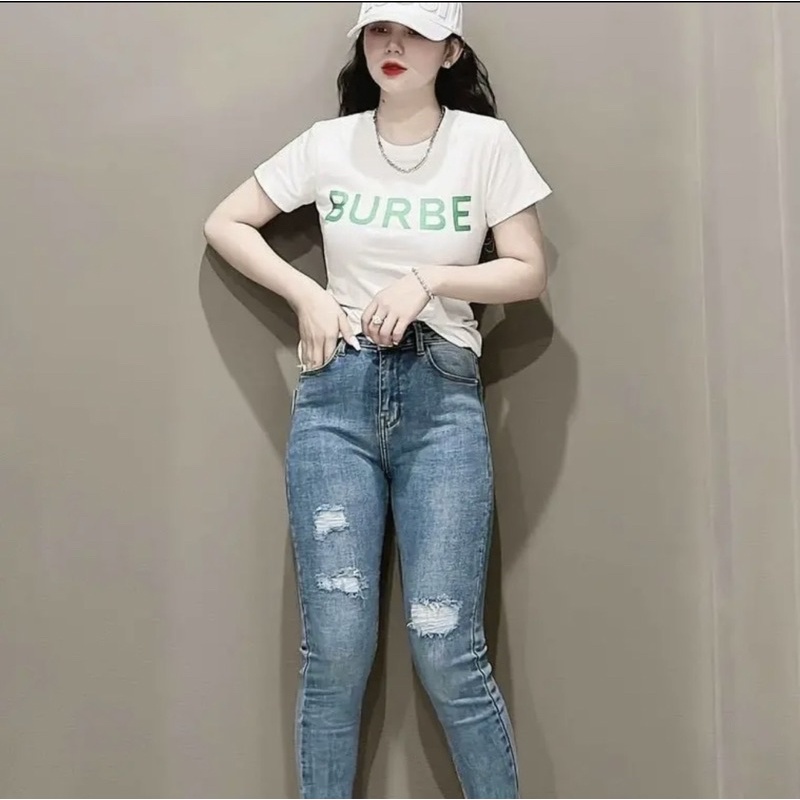 áo thun body tay ngắn in chữ dáng lửng bube