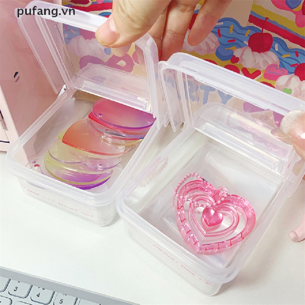 Pufang Small Size Storage Box Card Holder Sticker Stationery Transparent Storage Box vn