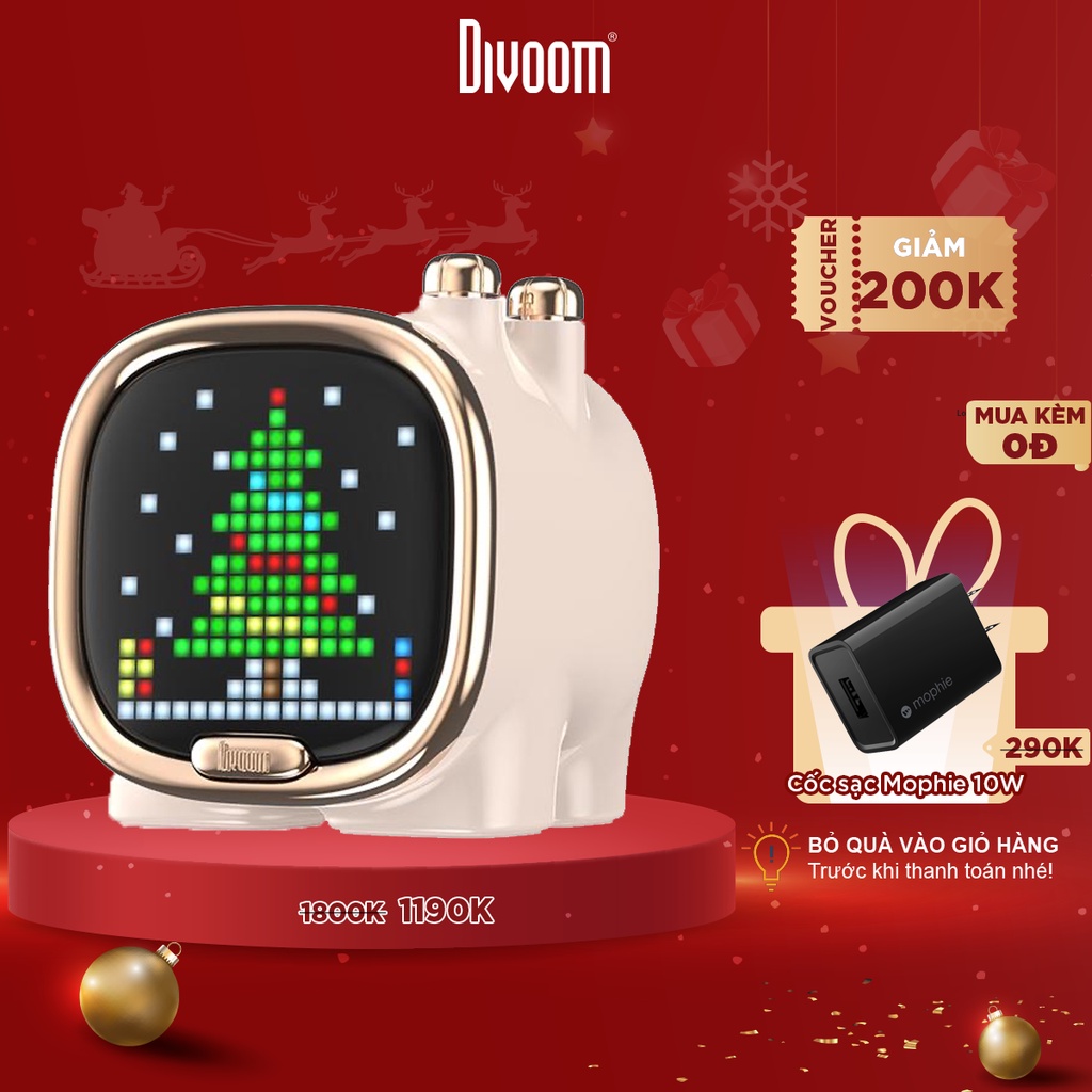 Loa Bluetooth Divoom Zooe màn hình LED 256 Full RG, thiết kế nhỏ gọn, tích hợp APP nhiều tính năng