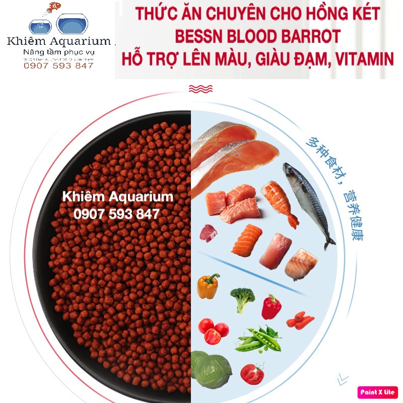 Cám nổi tăng màu cho cá hồng két và cá La hán của Bessn Blood Barrot HỘP 400G