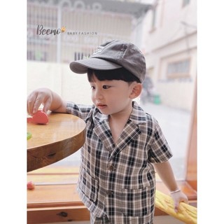 [Beemo forkids]_Bộ vest thô caro cộc cho bé 9 đến 23kg