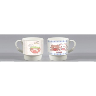 Cốc sứ 2 nấc dâu tây C2N62a cute dễ thương hoạt hình décor vintage 320ml