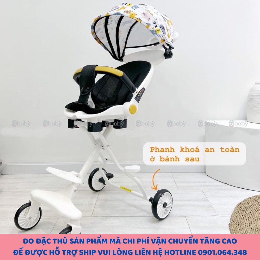 Xe đẩy 2 chiều gấp gọn cho bé nằm, ngồi tặng kèm đệm M8