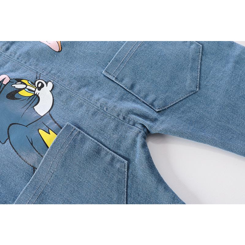 Set yếm bé trai áo thun dài tay quần yếm jean cho bé MINTSCLOSET Mint's Closet hình tom&amp;jerry 1 2 3 4 tuổi - YE5079