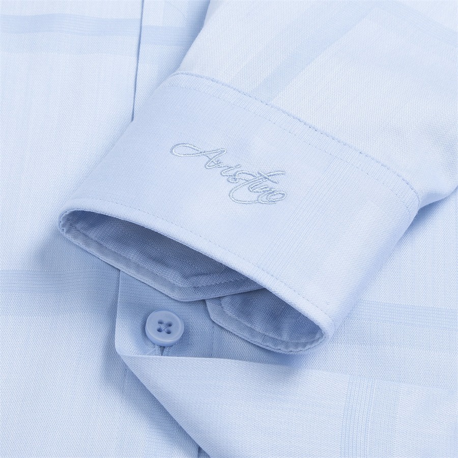 [ MỚI ] Áo sơ mi nam dài tay ARISTINO dáng Slim fit ôm nhẹ, họa tiết kẻ trên nền xanh tinh tế, thanh lịch- ALS14102