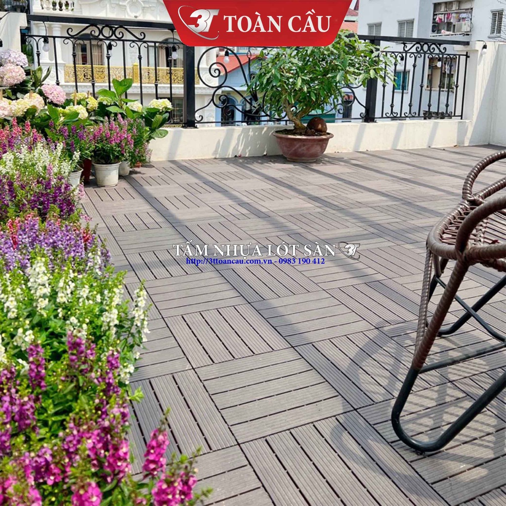 Combo11 Vỉ Nhựa Lót Sàn 5 Nan. Tấm Lót Sàn Ban Công, Nhà Tắm, Bể Bơi - Chống nóng sân thượng - Trang trí sân vườn