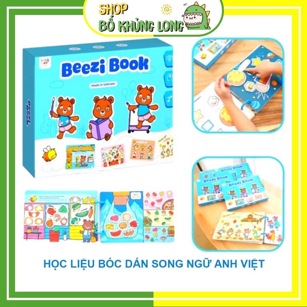 Bóc Dán Thông Minh BEEZI BOOK Hàng Loại 1 Đồ Chơi Giáo Dục Cho Bé - BỐ KHỦNG LONG