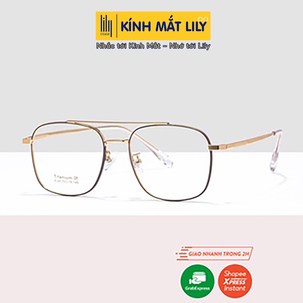 Kính gọng vuông nam nữ LILYEYEWEAR Titanium nhẹ nhàng thanh mảnh thiết kế thời trang 6329