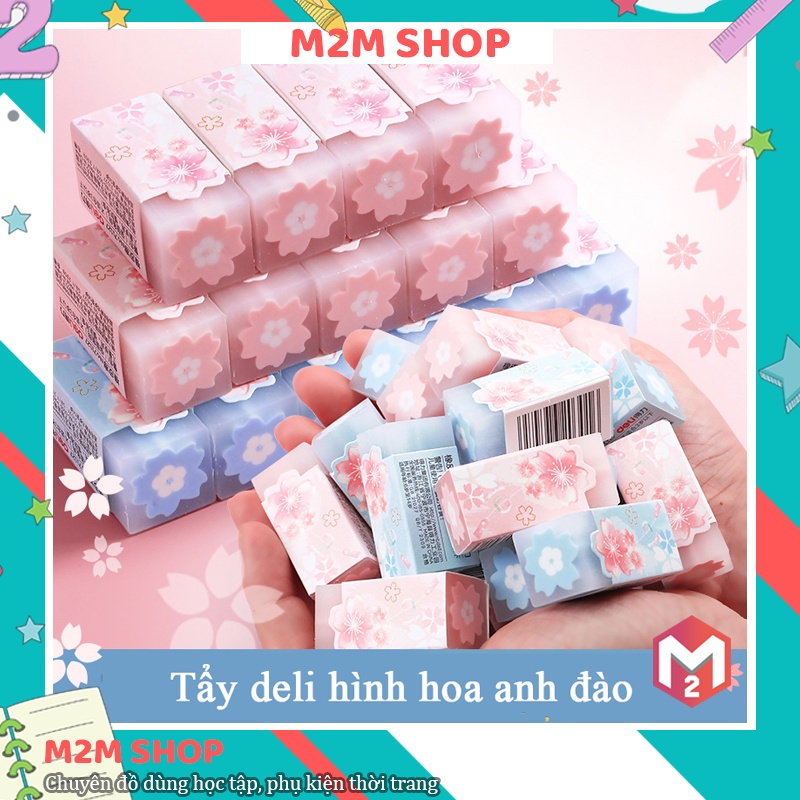 Tẩy mềm deli chất lượng cao hình hoa anh đào chữ nhật cute dễ thương