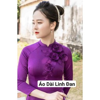 Áo dài tây thi kết hoa tím mộng mơ - Áo Dài Linh Đan