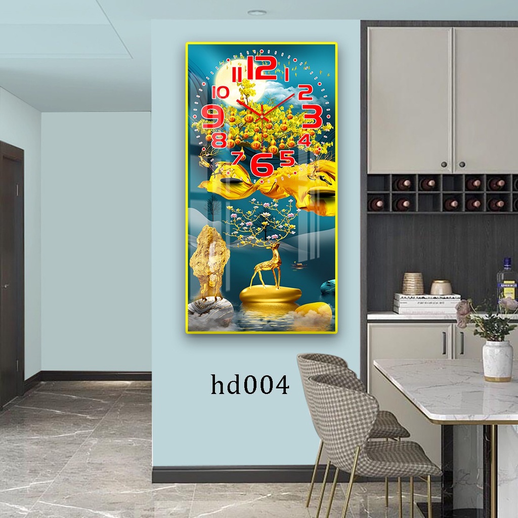 Tranh Đồng Hồ Tráng Gương 5D Hươu Tài Lộc - Simple House , Treo Tường, Trang Trí Nhà Cửa, Decor Phòng Làm Việc