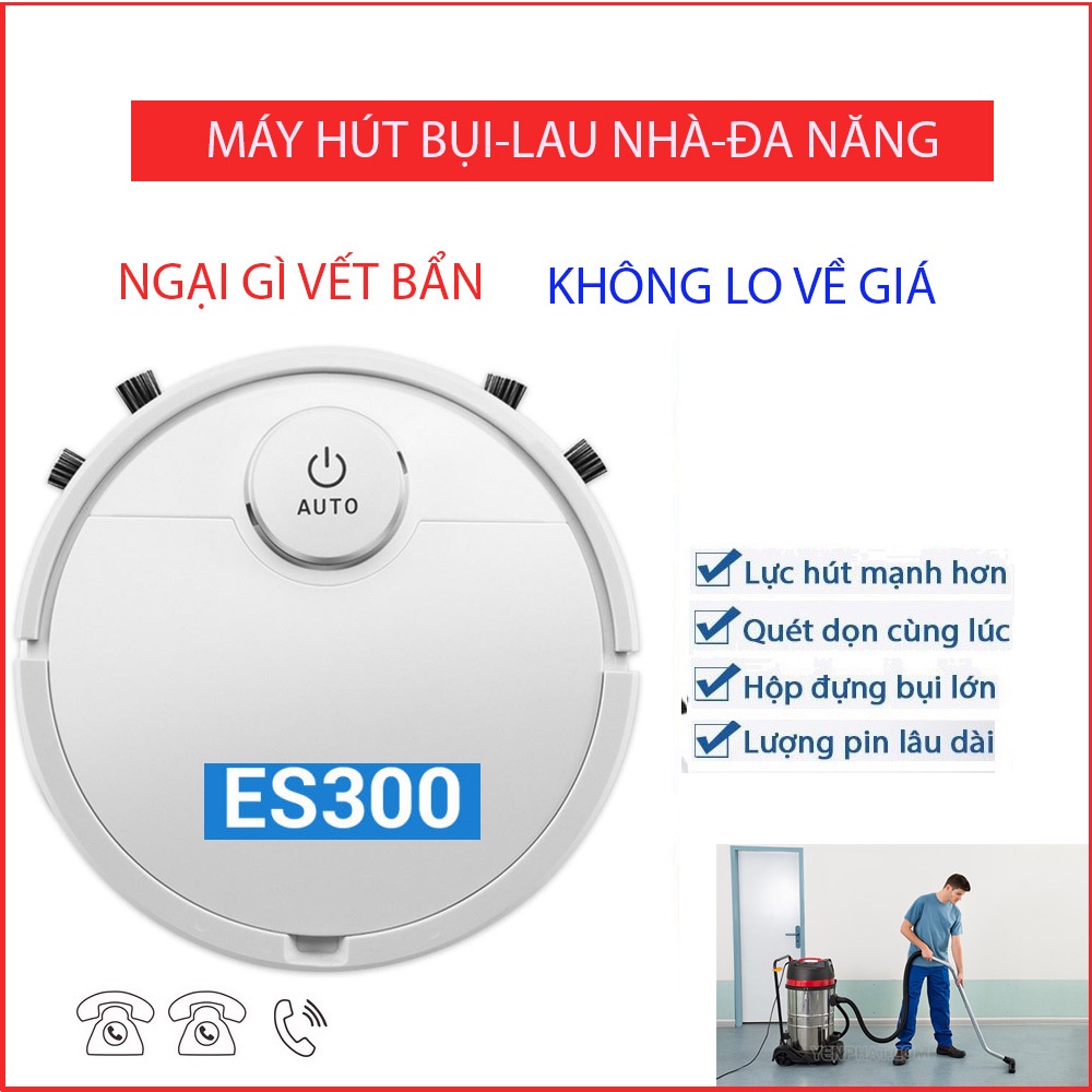 Robot Hút Bụi Lau Nhà ES300, Lực hút cực mạnh, dung lượng pin lớn, cảm biến thông minh, BẢO HÀNH 12 THÁNG! | BigBuy360 - bigbuy360.vn