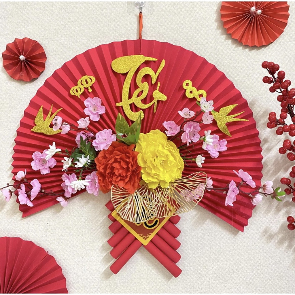 Quạt Giấy Trang Trí Decor Ngày Tết 2023- Tết Nguyên Đán