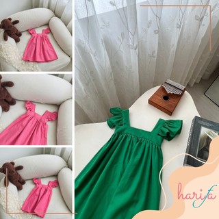 VT094 Váy bé gái - vải linen - cánh tiên bèo vai