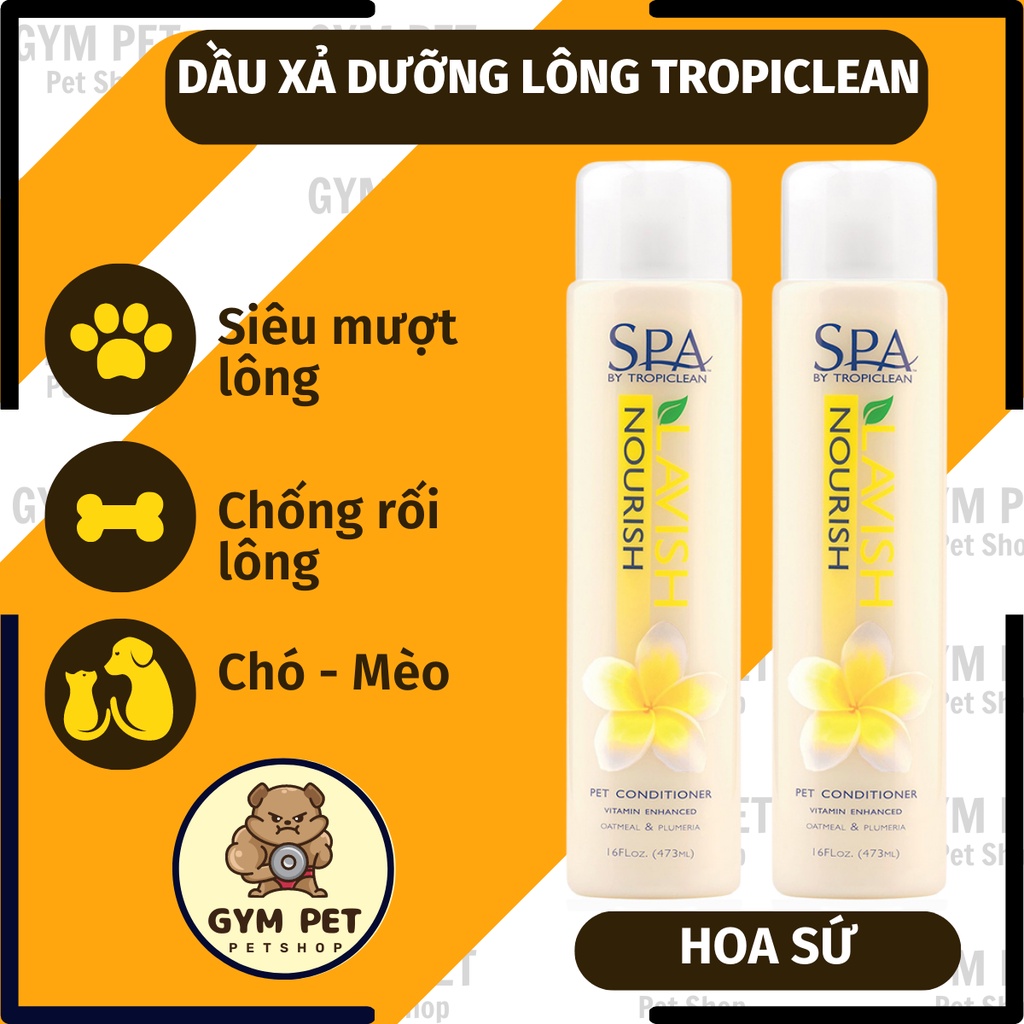 Dầu Xả Phục Hồi Bộ Lông Xơ Rối Chuẩn SPA Cho Chó Mèo – Hương Hoa Sứ - Tropiclean 473ml