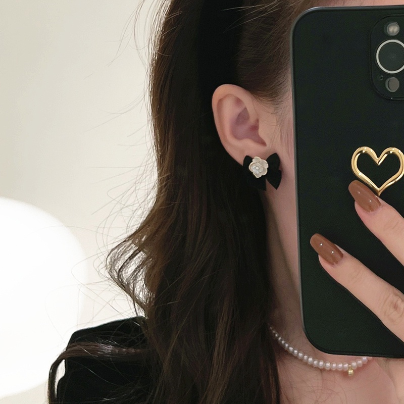 Bông Tai Mạ Bạc 925 Hình Nơ Đính Hoa Trà Xinh Xắn Thời Trang Cao Cấp Cho Nữ