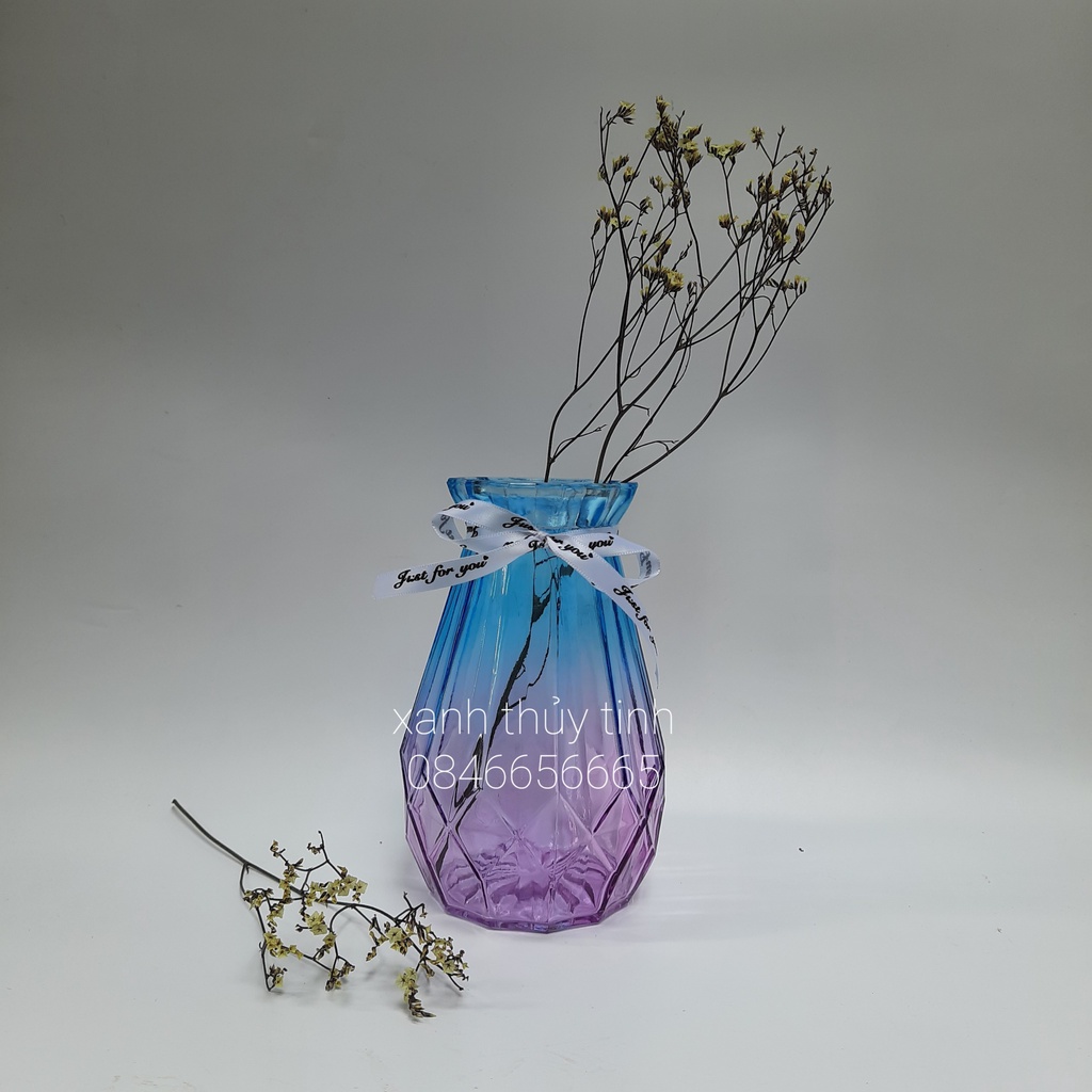 Lọ hoa kim cương màu xinh xắn cao 18cm, lọ nhiều màu giúp cắm hoa decor trang trí nhà cửa