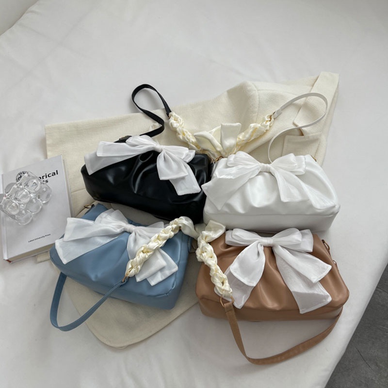 MISCHA Túi Đeo Chéo Vai Bằng Da PU Màu Trơn Thời Trang Hàn Quốc