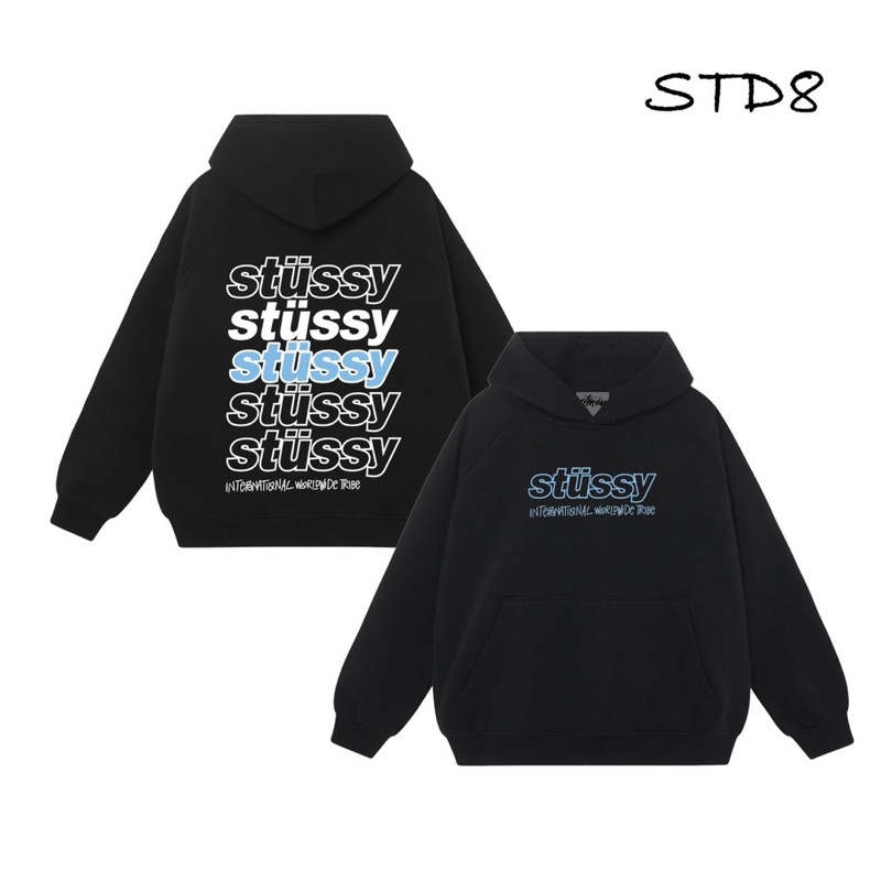 Áo Hoodie Nỉ STUSSY Đen Form Rộng Tay Dài Nỉ Bông Cao Cấp Unisex Nam Nữ